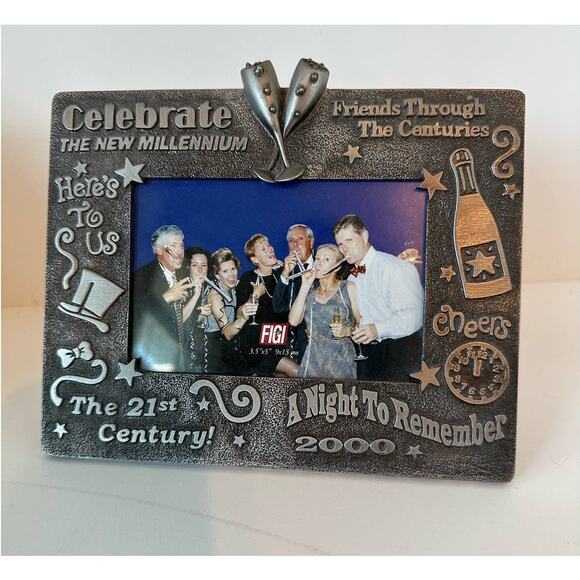Vintage Picture Frame 2000 Millennium Frame, New Years, 3.5"x5"  Pewter - Picture 1 of 5